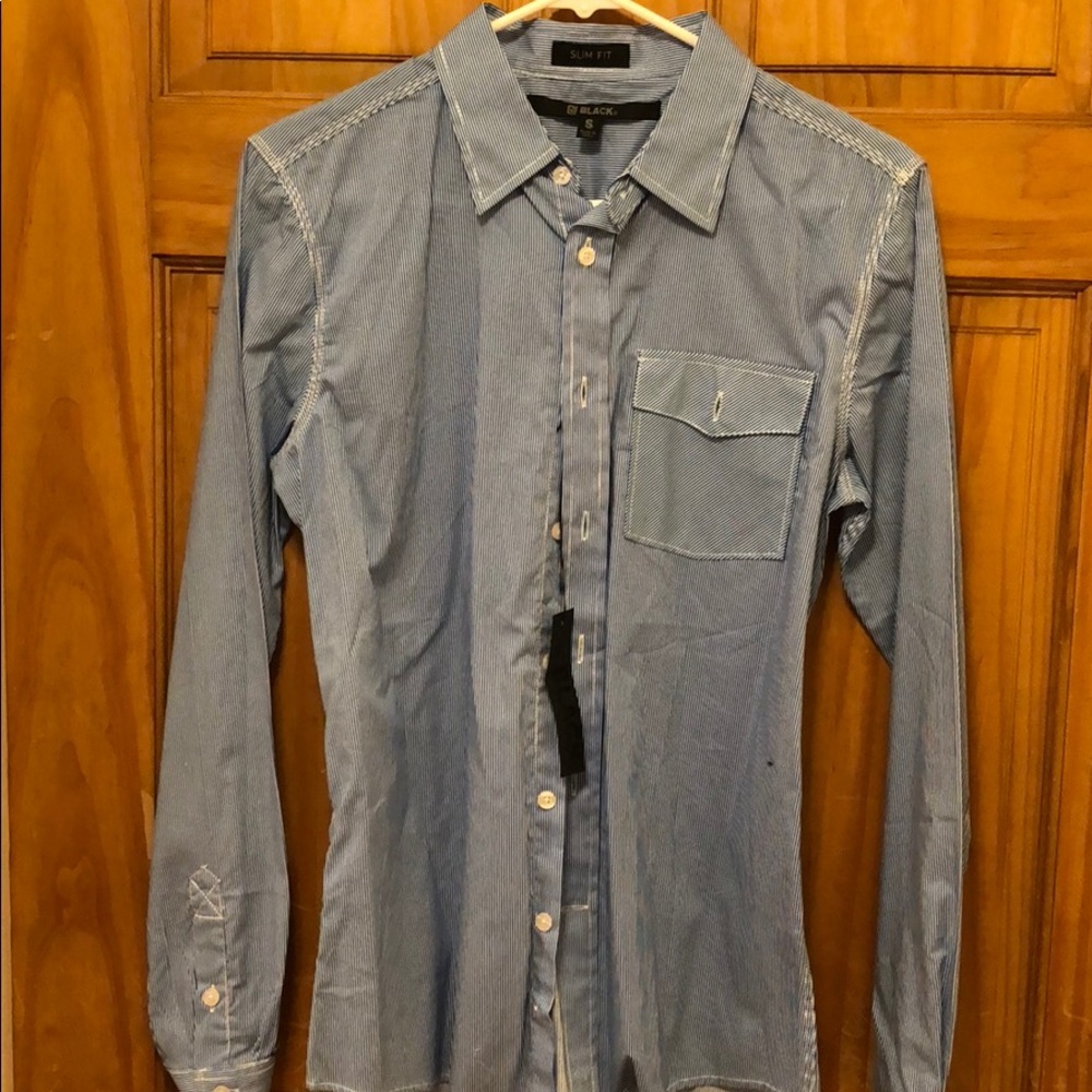 “Black” brand blue and white striped long sleeve